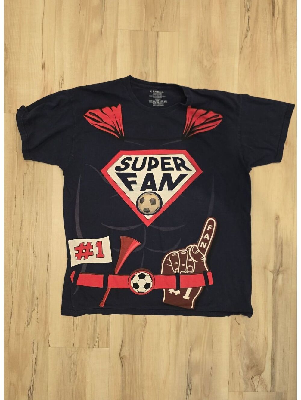 Black 'Super Fan' Graphic T-Shirt Size XL